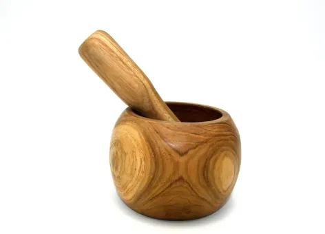 Mörser und Stößel aus Holz, aus Teakholz, 13x10 cm 