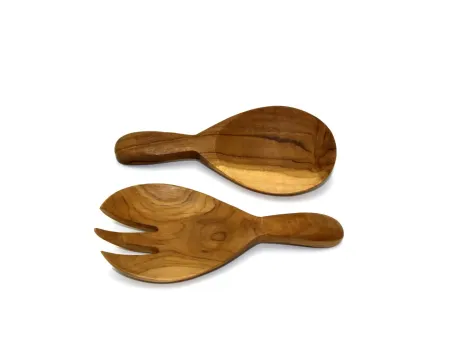 Holzlöffel und -gabel, aus Teakholz, 17cm L 