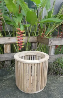 Narvik - Planter, rund Ø 36.5 cm, 35 cm Höhe, Teak 