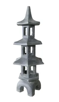 3-stufige Gartenlampe, 103 cm hoch | Kunststein, handgefertigt und farbig 