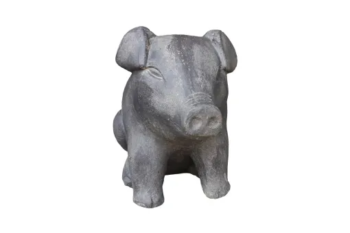 Pig, stone cast, 40cm height 45x30x40cm, antique finish 