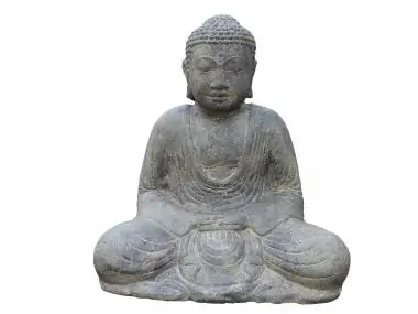 Seated Buddha, Japanese, pressed stone, 52 cm H 