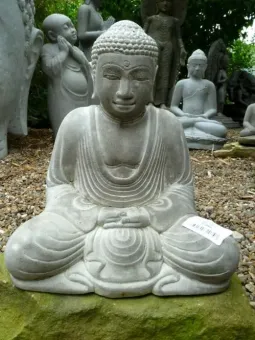 Sitzender Buddha, japanisch, 30 cm, grau 