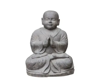 Sitting monk of cast stone, ca. 60 cm H 