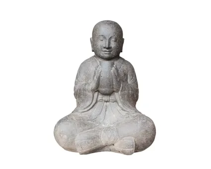 Sitzender Mönch aus Steinguss, ca. 60 cm H 