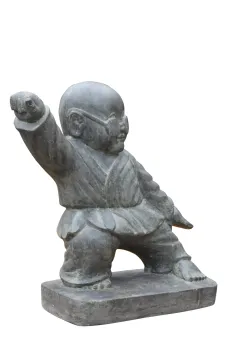 Shaolin monk with glasses, sideway stance, 60 cm H 
