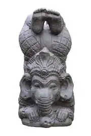 Ganesha mit Kopfstand in Lotus-Pose , 35 cm Höhe, Kunststein, handgefertigt & farbig. Eingefärbt in der Farbe Antik-Finish 
