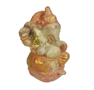 Sitzender Ganesha, Steinguss, handbemalt, ca. 12 cm 