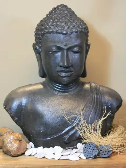 Buddha-Büste, Steinguss, 55 cm 