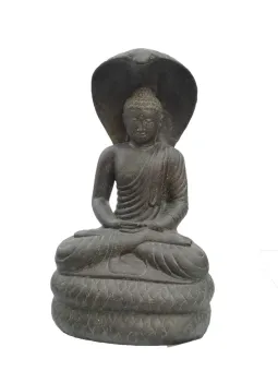 Sitzender Buddha, beschützt von einer Cobra, 80 cm 
