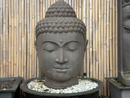 Water feature Buddha head, cast stone, 150 cm 