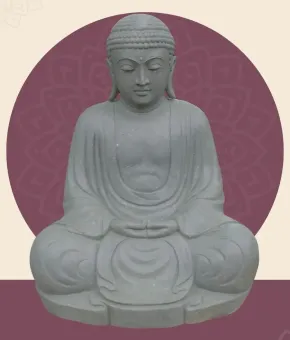 Sitzender japanischer Buddha – Dhyana-Stellung, ca. 158 cm (Flussstein) 