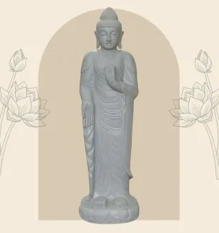 Stehender Buddha mit Lotusblume, ca. 186 cm H 