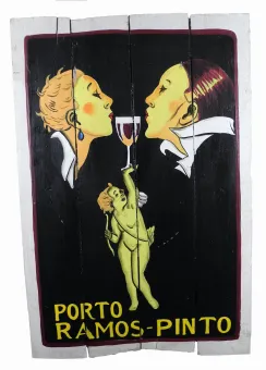 Hand painted wooden sign - Retro ''Porto Ramos Pinto'' 60x40x2 cm 