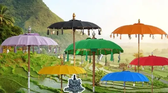 Bali Umbrella, 100cm Dia. in various color with Gold applications. 
